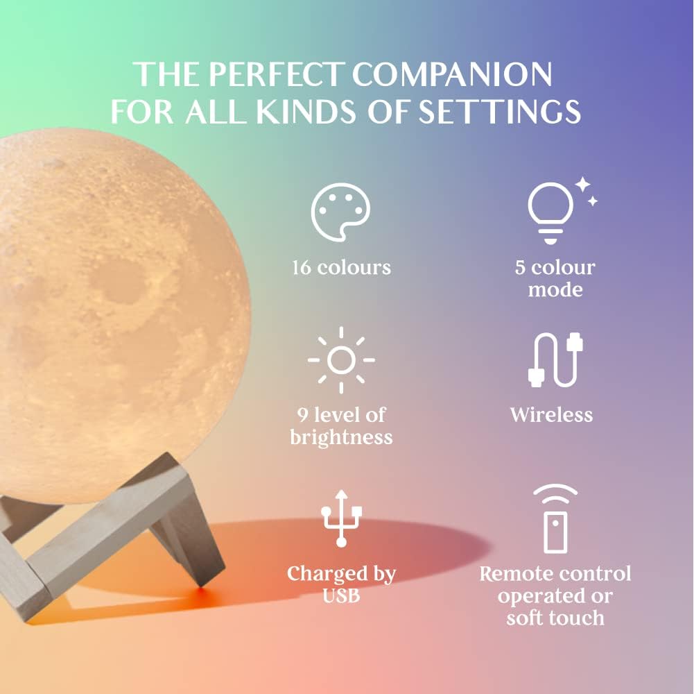 16-Color Lamp With Stand And Remote, Moon Lamp