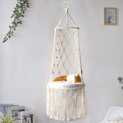 Macrame Hanging Pet Bed Macrame Cat Hammock Wall