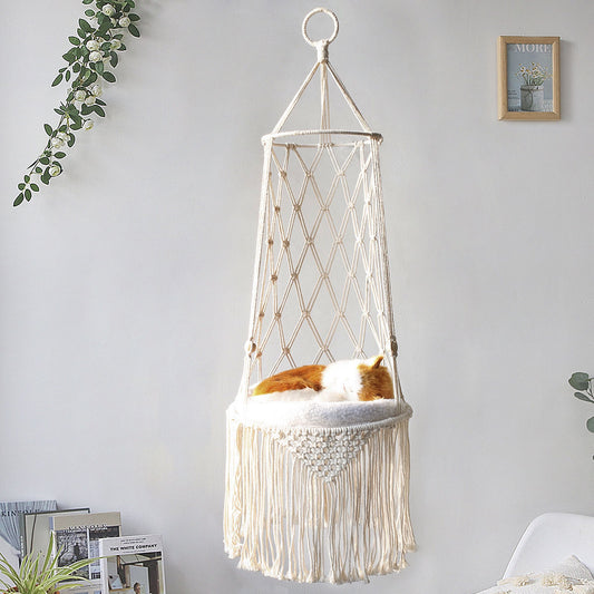 Macrame Hanging Pet Bed Macrame Cat Hammock Wall