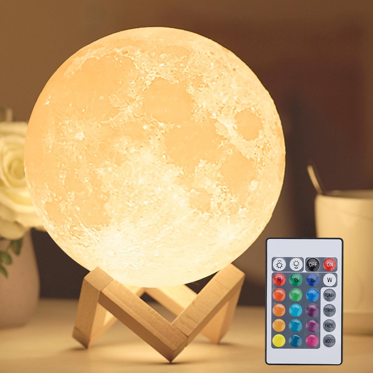 16-Color Lamp With Stand And Remote, Moon Lamp