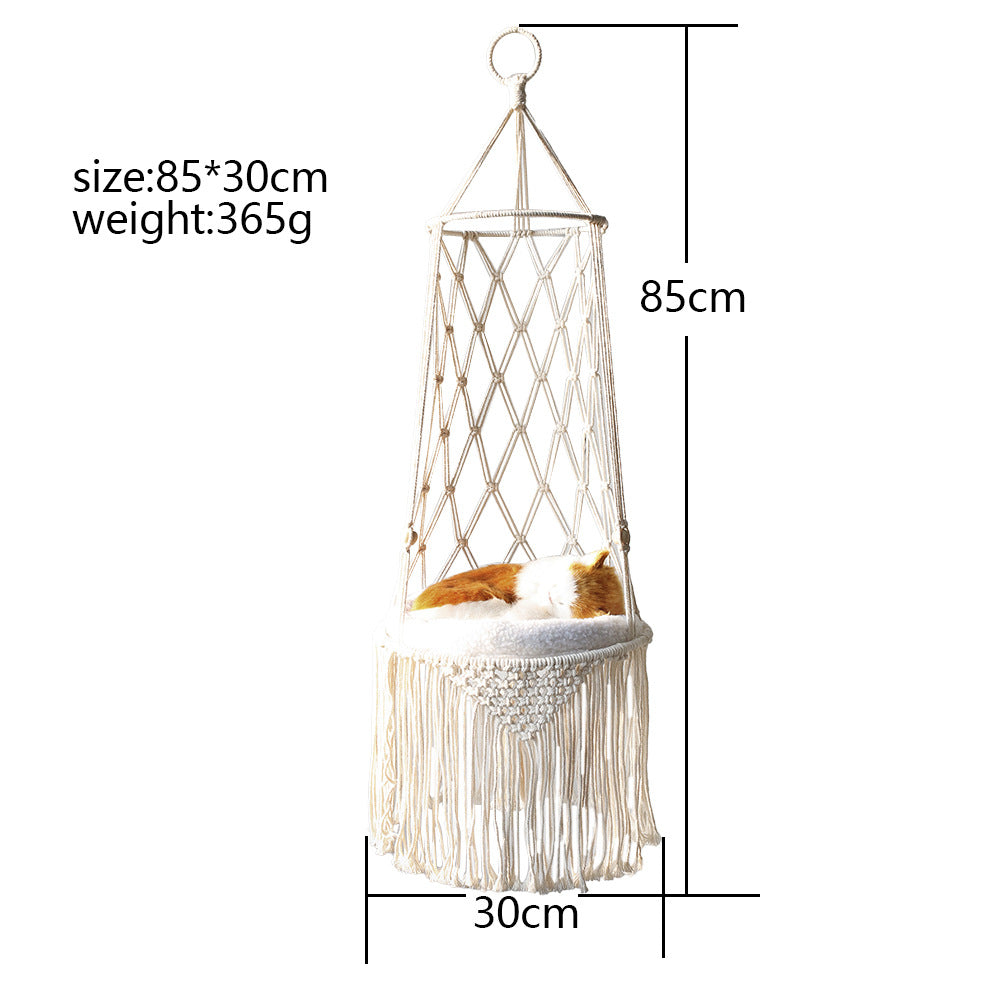Macrame Hanging Pet Bed Macrame Cat Hammock Wall