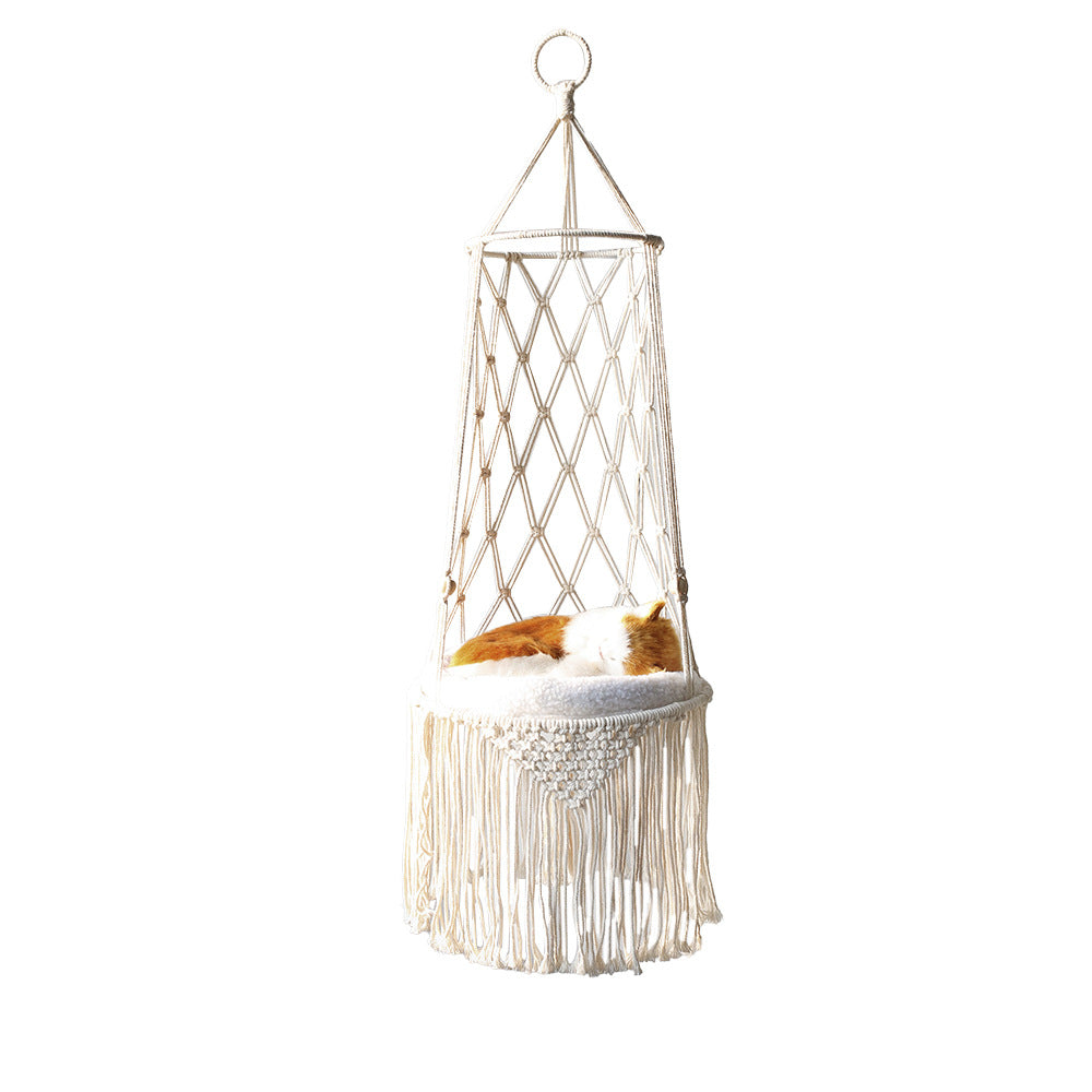 Macrame Hanging Pet Bed Macrame Cat Hammock Wall