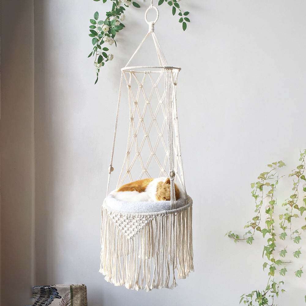 Macrame Hanging Pet Bed Macrame Cat Hammock Wall