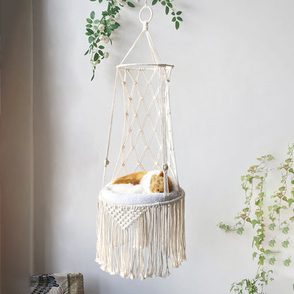 Macrame Hanging Pet Bed Macrame Cat Hammock Wall